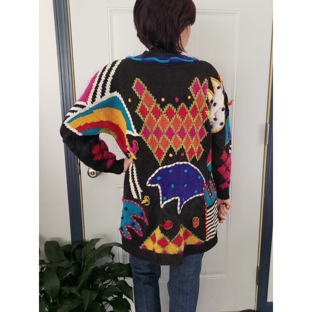 Funky Multi Texture Multicolor Sweater - Picture 3 of 4